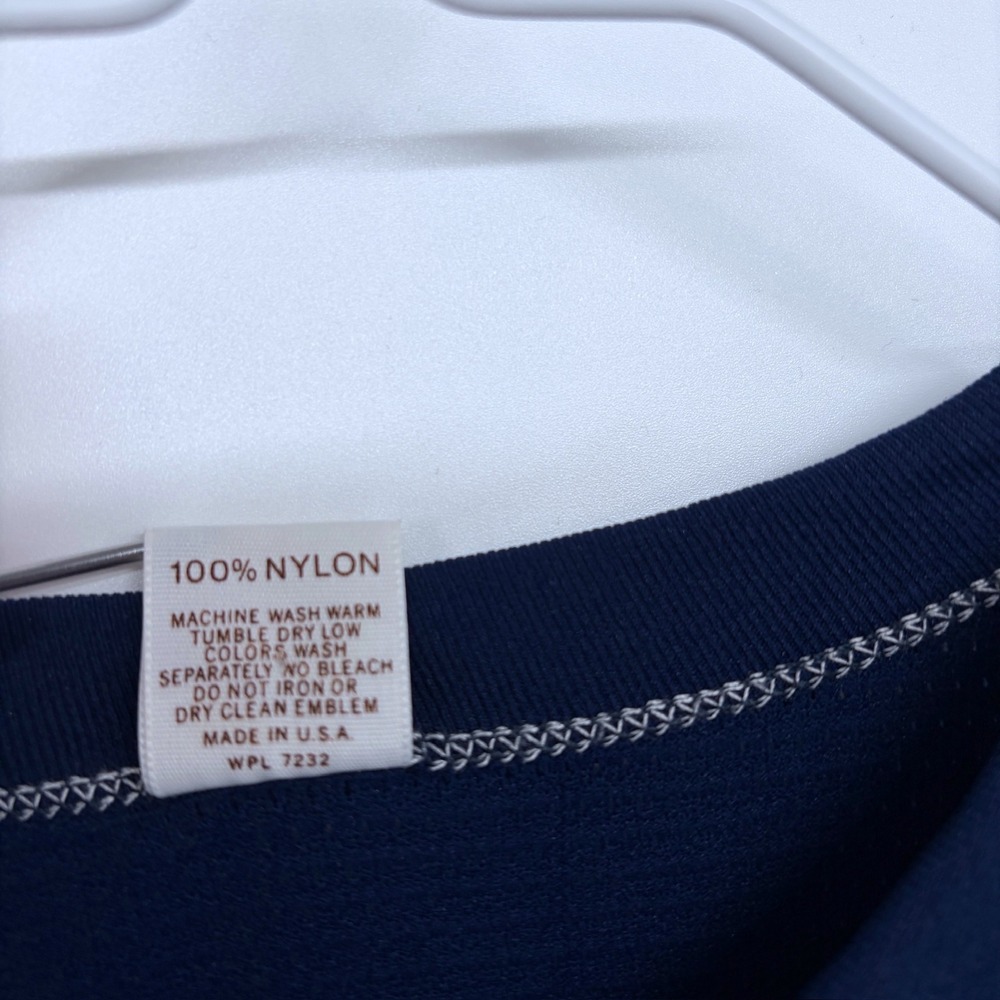 Vintage 70s Russell Athletic Embroidered Mesh Jersey Shirt Large Navy Blue - Picture 6 of 6